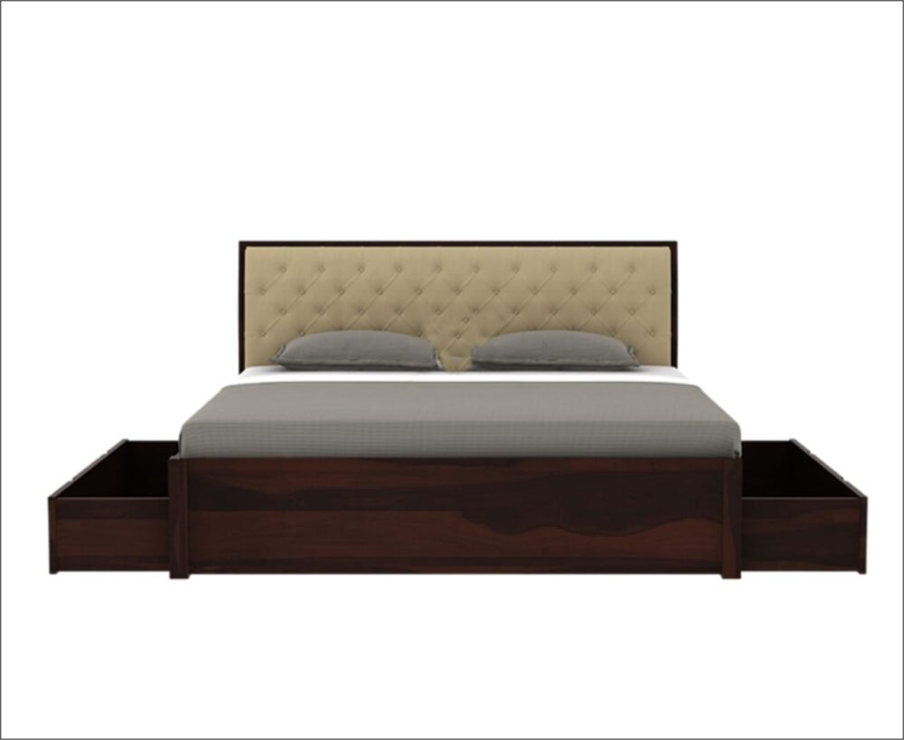 Elegant Sleep : Wooden Bed with Side Tables - Image 4