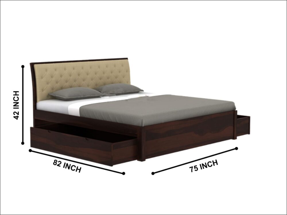 Elegant Sleep : Wooden Bed with Side Tables - Image 3