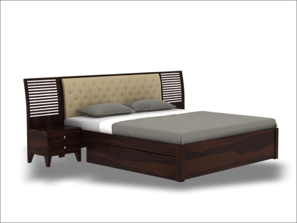 Elegant Sleep : Wooden Bed with Side Tables - Image 6