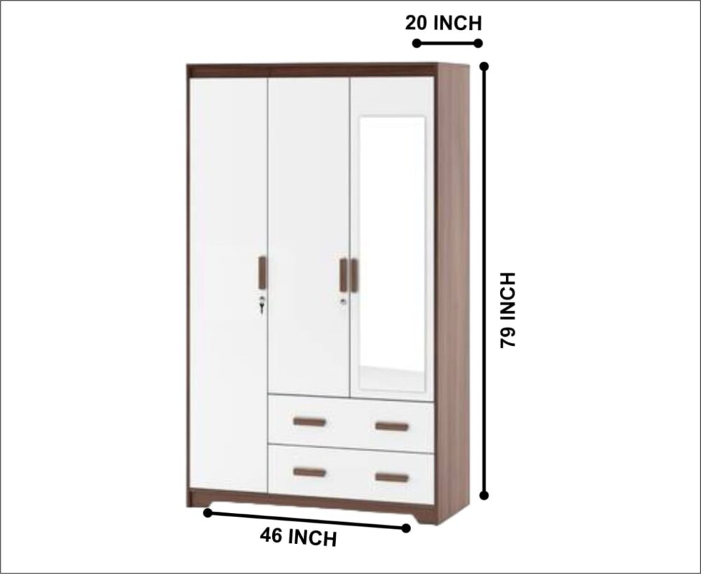 Elegant White and Brown Almirah with Storage Box - Image 3