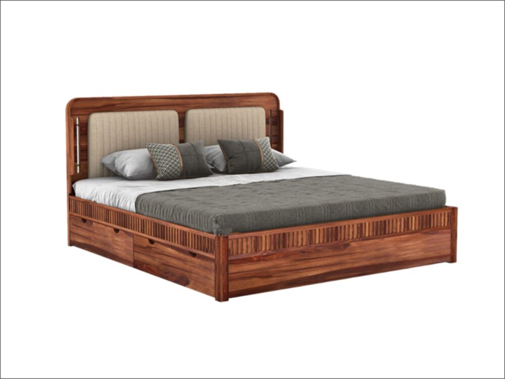 Wooden Bed with Two Drawers - Image 2