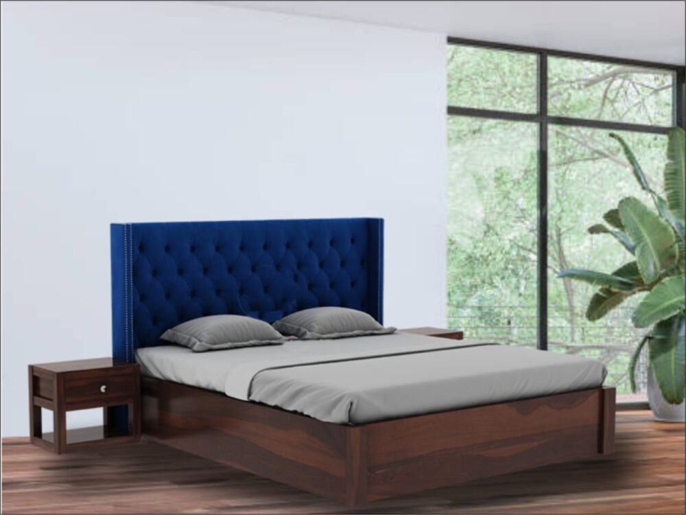 Contemporary Bed with Upholstered Headboard